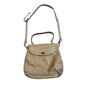 Leather Crossbody Bag‎ Top Handle Satchel Shoulder Purse Beige